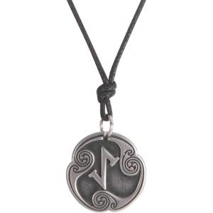 Kal-Collier Asatru Avec 24 Runes - Talisman Viking - Pendentif Païen Wiccan - Runes Nordiques Vintage - Amulette Nordique Réglable - Pour Homme Et Femme - Neuf
