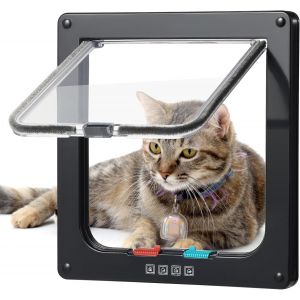 Meimie-Grande Porte Pour Chat-20 Cm X 18,5 Cm-Facile À Installer-Pour Fenêtre Et Porte Fine-Avec Serrure À 4 Voies-Chatière Résistante Aux Intempéries-Pour Placard Et Abri De Jardin - Neuf