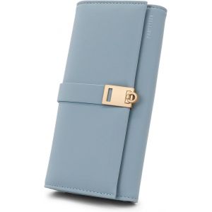 Porte Monnaie Femme Avec 9 Fentes Pour Cartes De Crédit,Grande Capacité Portefeuille Femme Longues Porte Feuille Femmes Avec 3 Compartiments Et Une Poche Zippée (Bleu) - Neuf
