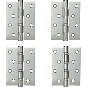 Charni&egrave;res &agrave; Bout Paumelle &agrave; Visser Acier Inox &agrave; Roulement &agrave; Billes Charni&egrave;re 102 x 76mm pour Portes Int&eacute;rieures &agrave; Recouvrement Jusqu'&agrave; 80 kg (4 Pi&egrave;ces) - Neuf
