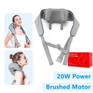 Foreverlily-Châle De Massage Du Cou À Moteur Sans Balais, Masseur Initié Sans Fil, Pétrissage Du Dos-20w Gris - Neuf