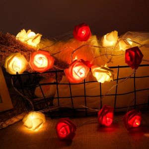 Guirlande Lumineuse À Led En Forme De Roses,Fleurs En Mousse Lumineuse Led En Forme De Rose,3 M Guirlande Lumineuse Fleur Piles Avec 20 Led Pour Noël,Mariage,Décoration De La Maison.[E218] - Neuf
