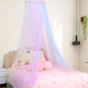 KAL-Moustiquaire Arc-En-Ciel Pour Filles Princesse Suspendue Décoration De Chambre À Coucher Moustiquaire Pour Lit Double - Neuf