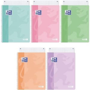 Kaxdl-Favorit Cahier A4,Pastel,Spiralé,Ligné Quadrillé 5 Mm,Papier 90 G/M²,5 Pièces,Couleurs Assorties (400159112) - Neuf