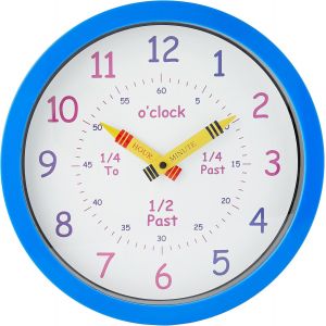 25cm Horloge Murale Apprendre l'Heure pour Les Enfants de Henley, Bleu - Neuf