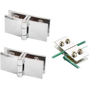 2 Pi&egrave;ces Charni&egrave;re Porte en Verre,Charni&egrave;re Serrage de Porte, Clip Porte Verre Charni&egrave;re,Charni&egrave;res pour portes en verre d'armoires,Alliage Zinc Charni&egrave;re Pliante,de Bain 6-8mm (180 Degr&eacute;s) - Neuf