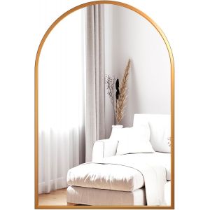 SUBZONAL-Miroir Mural Arche 60&times;90cm Or, Grand Miroir de Maquillage avec Cadre en Alliage d'Aluminium Id&eacute;al pour Entr&eacute;e Chambre Salon Salle de Bain - Neuf