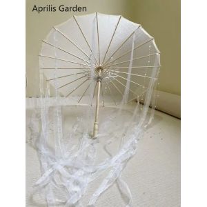 Déguisement De Parapluie Chinois Japonais En Papier Huilé,Parapluie De Prairie,Drame De Princesse,Artisanat - White Transparent - Neuf