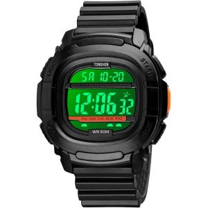 Eryi-Homme Et Femme Sport Digitale Montre Outdoor Militaire Led Alarme Chronomètre 50m Etanche Plastique Et Caoutchouc Montres Bracelet - Neuf