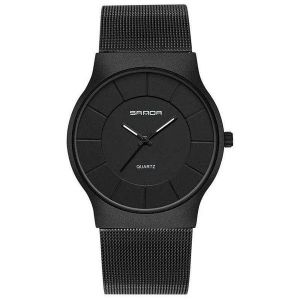 Montre-Bracelet &Agrave; Quartz Ultra Fine Pour Homme En Acier Inoxydable Dor&eacute; Avec Affichage Analogique - Neuf