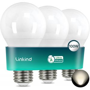 Sept-Ampoule Led E27 Classe Énergétique A 1521lm, 7,2w = 100w, Blanc Neutre 4000k, 50000h Durée De Vie, Non Dimmable, Ampoule A60, Mat, Lot De 3 - Neuf