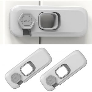 2 Pi&egrave;ces Gris Verrouillage De R&eacute;frig&eacute;rateur Pour Enfants,Verrouillage De R&eacute;frig&eacute;rateur Sans Per&ccedil;age,Verrouillage De Fen&ecirc;tre,Enfant,Machine &Agrave; Laver,Armoire,Verrouillage De Penderie Pour Enfants - Neuf