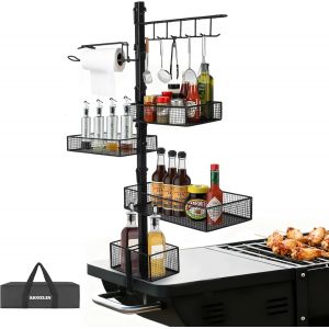 Ulteronixshop-Organiseur d'accessoires de barbecue pour grille Blackstone avec porte-serviettes en papier et porte-outils, support pour barbecue, barbecue en plein air, noir - Neuf