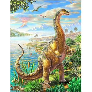 Ayuhr-Peinture Diamant Carré 40x50 Cm Square Drill Diamond Painting Dinosaure Broderie Diamant Grand Format Peinture Par Numéro Daiments Painting Diamant Art Dino Animaux Animals Pour Enfants Et Fill - Neuf