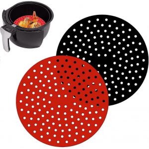Doublures antiadhésives de friteuse à air,accessoires de friteuse à air,2 tapis de friteuse à air en silicone réutilisables ronds de 9 pouces pour friteuse à air,panier vapeur - Neuf