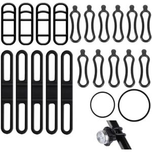 Kal-Lot De 22 Bandes De Fixation En Silicone Pour Vélo De Montagne, Vélo De Route, Lampe De Poche Led, Noir - Neuf