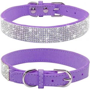 Kal-Collier Pour Chien Avec Strass, En Cuir Synthétique Doux, Taille S, Violet - Neuf