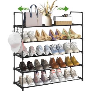 Kgabery-Étagère À Chaussures À 5 Niveaux,Extensible,Pour 10 À 20 Paires,En Métal,Étroit,Réglable,Robuste,Pour Entrée,Chambre À Coucher - Neuf