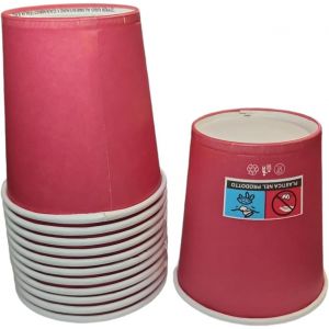 Kal-Gobelets En Papier Pour Eau Capacité Ourlet 180 Ml/210 Ml Couleur Blanc Bleu Rouge Rose Biodégradable Carton (Rouge 180 Ml 100 Pièces) - Neuf
