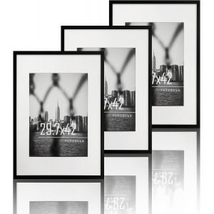 Fchhk-Lot De 3 Cadres Photo, Format A3, Noirs, 30 X 42 Cm, Avec Passe-Partout, Pour Certificats, Posters - Neuf