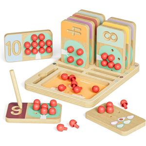 Montessori Wooden Math Toy for Toddlers 3 Year Old,Educational Toy for 3 4 5 Year Old Kids,Birthday Gifts for Boys Girls,Counting and Board Game - Neuf