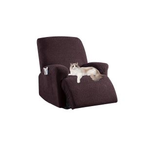 Housse Extensible Pour Fauteuil Inclinable - Marron - Convient Aux Fauteuils Inclinables &Eacute;lectriques Et Manuels - Lavable En Machine - Neuf