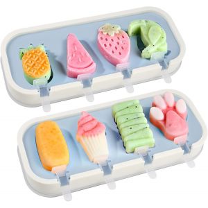 Kal-2 Pièces Moule A Glace Silicone Batonnet, Moules À Glace Animaux Mignons, Reutilisable Maison Pour Popsicles Crèmes Glacées, Moule À Glace Silicone Batonnet Sans Bpa, Pour La Fabrication De Glace - Neuf