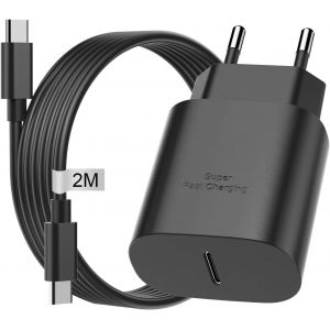 Thef-25w Chargeur Samsung Charge Rapide Avec Câble Usb C 2m Pour Samsung Galaxy S24 Ultra S23 S22 S21 S20, Chargeur Usb C Rapide Adaptateur Prise Usb C Secteur Chargeur Type C Pour Chargeur Samsung ( - Neuf