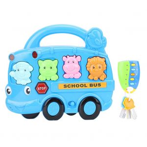 Simulation De Bus En Plastique Pour Enfants, Telecommande Avec Cle De Voiture, Effets Sonores Et Lumineux, Bus Bleu Et Cle De Voiture De Couleur Aleatoire - Neuf