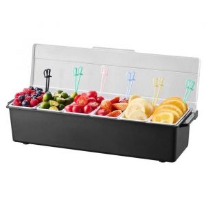 Saladette Réfrigérée à Poser-Duoku-6 Bacs et Couvercles-Vitrine Réfrigérée Idéale pour Pizzerias, Refroidie par Glace - Neuf