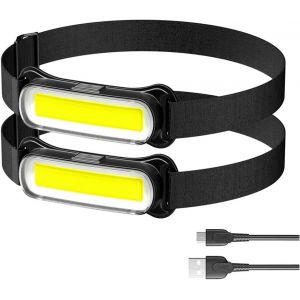 Jgd-Lot De 2 Lampes Frontales Led Rechargeables - 3 Modes D'&eacute;clairage Amovibles - Lampe De Poche L&eacute;g&egrave;re Pour Randonn&eacute;e, Camping, Course &Agrave; Pied - Neuf