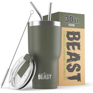 Beast Tasse Thermique De Voyage &iquest; 300 Ml I Arc-En-Ciel I Double Paroi Inox Caf&eacute; Isol&eacute; I Avec 2 Pailles S Et Brosse &Agrave; Dents De Nettoyage I Id&eacute;al Pour Caf&eacute; Froid Ou - Neuf