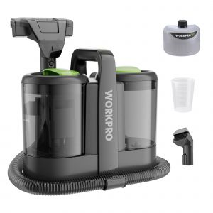 Nettoyeur de Tapis 450W WORKPRO, Shampouineuse Canape, Nettoyeur Moquettes avec Double Reservoirs 1,6L+0,75L, 13kPa, 75dB, 2 Buses pour Voiture, Animaux et Tissus d'Ameublement - Neuf
