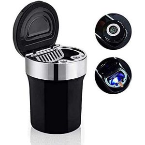 Cendrier de voiture portable universel avec lampe LED (noir) 11 x 7,7 cm - Neuf