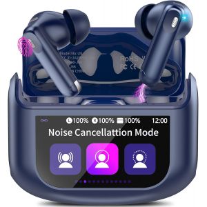 NAERYUTER-Ecouteurs Bluetooth Sans Fil,48H &Eacute;couteur Bluetooth 5.4 Avec &Eacute;cran Tactile Multifonction,&Eacute;tanche St&eacute;r&eacute;o Immersif Ecouteurs Sans Fil Avec R&eacute;duction Du Bruit Anc/Enc/Mode Transparence/Mode 5 - Neuf