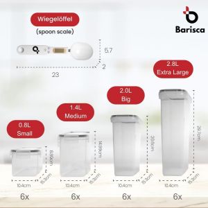 Lot De 24 Boîtes De Rangement De Cuisine Avec Cuillère À Peser Numérique ¿ Boîtes De Conservation Hermétiques,Sans Bpa,Boîte En Plastique De 42 L Avec Couvercle Pour Le Stockage Des Céréales - Neuf