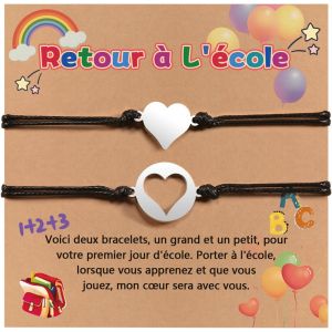 Bracelets M&egrave;re Et Fille Bracelet Tress&eacute; Coeur Pour Fille Femmes Cadeaux Rentr&eacute;e Scolaire 2023 Cadeau Fille Anniversaire - Neuf