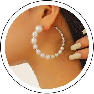 Cmjaagur-Boucle D'oreille Perle Pendante Vintage Boucle D'oreille Cercle Dor&eacute; Boucle D'oreille G&eacute;om&eacute;trique L&eacute;g&egrave;re Boucle D'oreille Ouverte Punk Boucle D'oreille Perle Creuse Bijoux Pour Femm[M1140] - Neuf