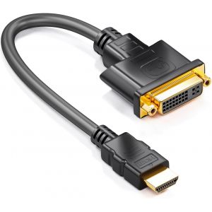 C&acirc;ble Adaptateur HDMI vers DVI - HDMI M&acirc;le vers DVI Femelle 24+5-1080p Full HDTV 1920x1080 - Contacts Dor&eacute;s - TV Beamer PC - Noir - Neuf