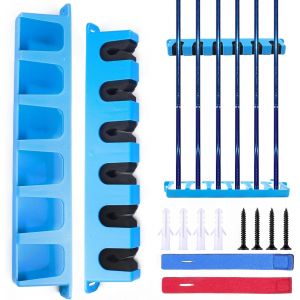 Lbgwp60-Supportcanne A Peche Mural Vertical Support De Canne À Pêche Murale Horizontal Mounted Fishing Rod Rack Stockage De 6 Cannes Pour Garage Bateaux Avec 1 Paire Sangles De Canne À Pêche - Neuf