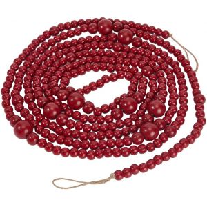 Guirlande De No&euml;l En Perles Rouges De 3.6 M Style Boh&egrave;me Rustique Vintage D&eacute;coration Pour Sapin De No&euml;l Perles Rondes Pour D&eacute;coration Murale Accessoires De D&eacute;coration Pour La Maison - Neuf
