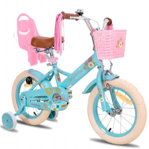 Vélo Enfant 12 Pouces Fille Garçon Joystar Siège Poupée Streamers Drapeau Plaque Numéro Little Daisy, Bleu - Neuf