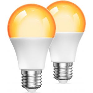 Kalanka-Ampoule Led E27 2000k, Ambre Chaud Blocage De La Lumi&egrave;re Bleue Veilleuse Led 9w (60w &Eacute;quivalent Lumi&egrave;re Chaude Doux Pour Chambre &Agrave; Coucher, Sommeil Sain, Lumi&egrave;re Pour Chambre De B&eacute;b&eacute;, 2pcs - Neuf