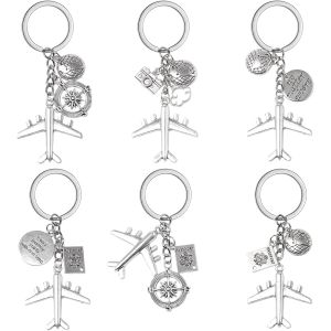 KALANKA-6 PCS Avion Porte-Cl&eacute;s Avion Tour Du Monde Voyage Cadeau Pour Agent De Bord Pilote Globe-Trotter Et Couple Expatri&eacute; - Neuf
