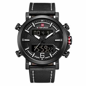 Montre Num&eacute;rique Double Affichage Naviforce 9135 - Mod&egrave;le B - Blanc - Alarme, Calendrier, Fonctions Lumineuses - Neuf