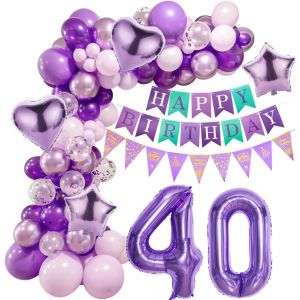 AYUHR-Violet 65 anniversaire Decoration, Femme anniversaire 65 ans, Violet Decoration 65 anniversaire Ballon, 65 ans Guirlande ballons Violet, Ballons 65 ans Arche Ballon, Femme 65 Violet Ballons - Neuf