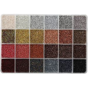 KALANKA-Lot de 15 600 perles de rocaille en verre 12/0, 24 couleurs, 2 mm, kit de fabrication de bracelets avec boîte de rangement en plastique à 24 compartiments pour la fabrication de bijoux - Neuf