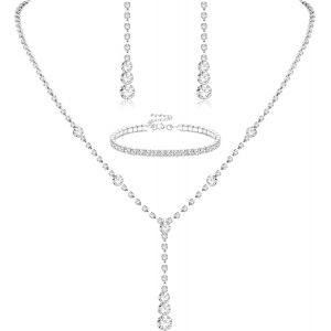Meimie-Parure Bijoux Femme Collier Et Boucles D'oreilles En Cristal De Roche Braceletmaillons Argent Parure Bijoux Demariage Pour Lesmariées Accessoires De Costume - Neuf