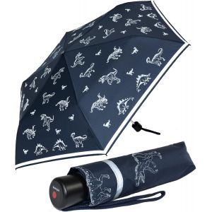 4Kids Parapluie de poche r&eacute;fl&eacute;chissant pour enfant avec bordure r&eacute;fl&eacute;chissante, Wild Horses, 90 cm, Parapluie de poche avec ouverture manuelle - Neuf