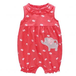 Robe De Soiree En Coton A Imprime Elephant Pour Enfants, Combinaison A Manches Courtes Pour Bebes (12-18 Ans) - Neuf